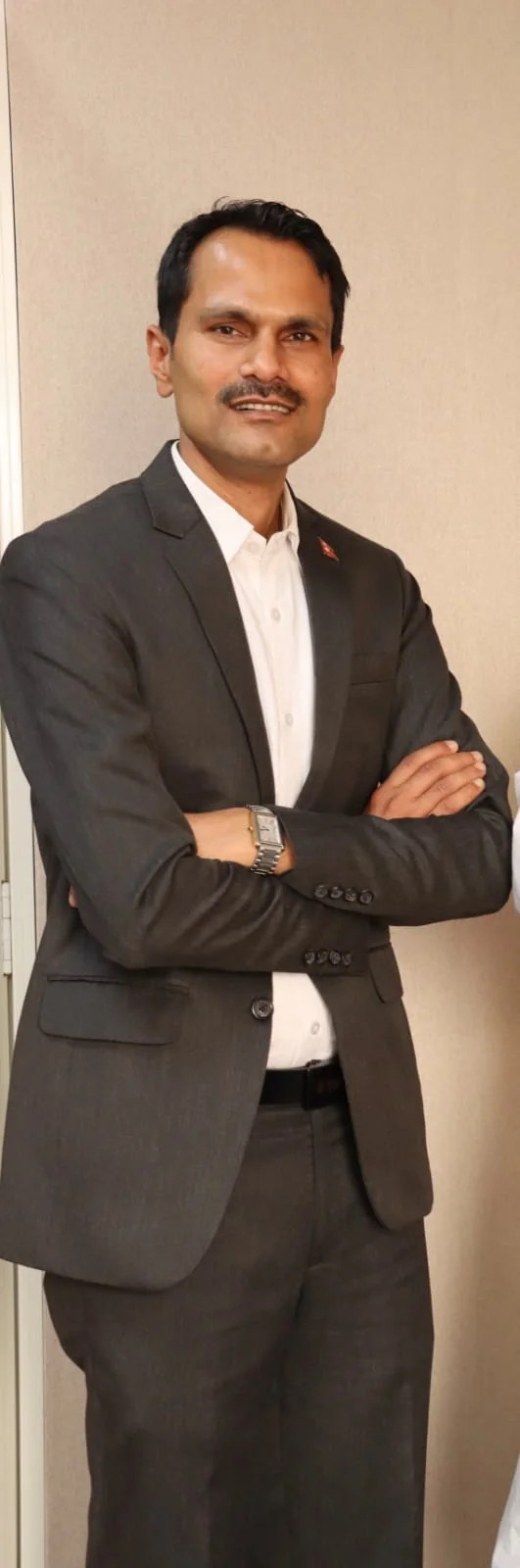 Formal full-length portrait of Anil Kumar Mahaseth